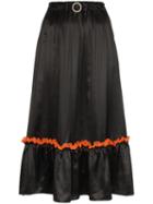 Shrimps Lace Trim Midi Skirt - Black