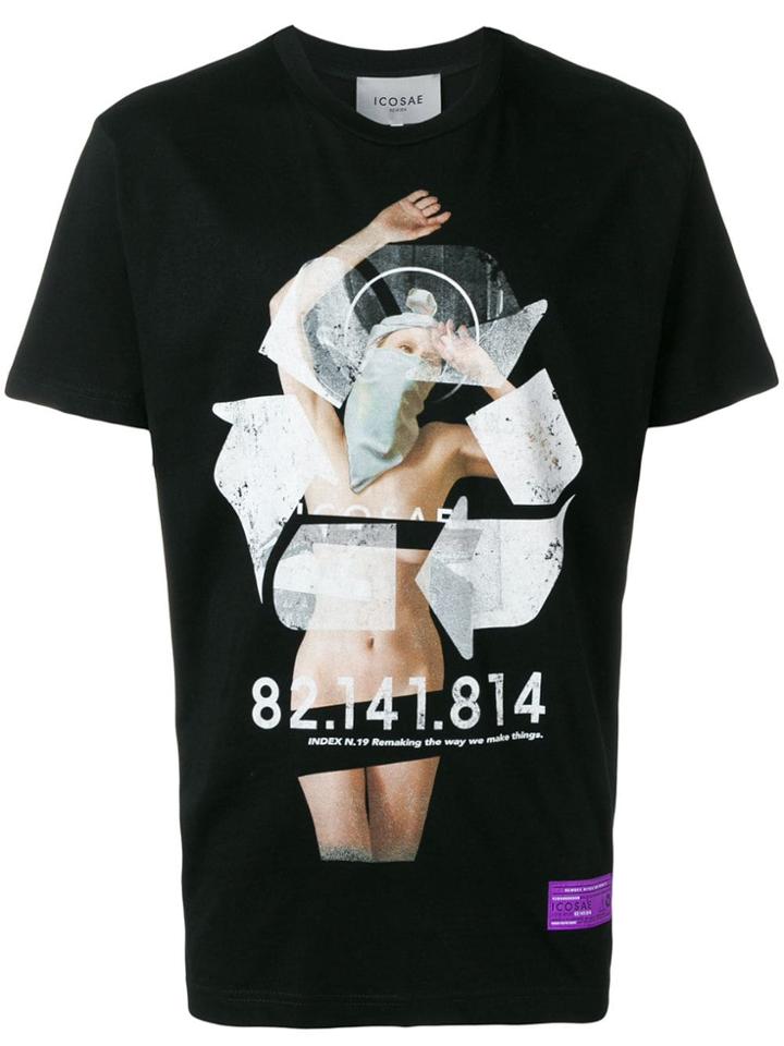 Icosae Graphic Print T-shirt - Black