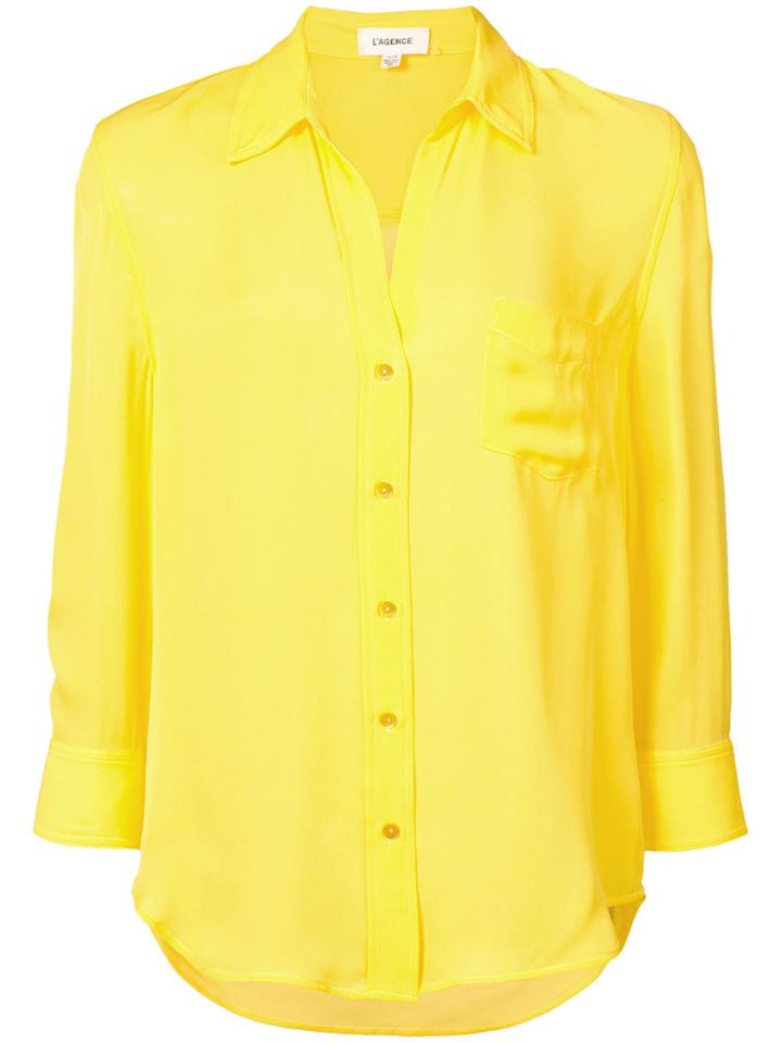 L'agence V-neck Chest Pocket Shirt - Yellow & Orange