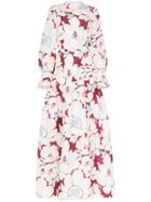 Carolina Herrera Floral Print Puff-sleeve Gown - Currant Multi