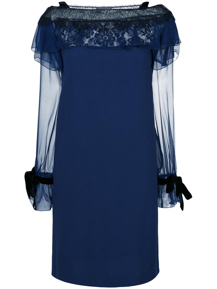 Alberta Ferretti Lace Insert Shift Dress - Black