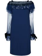 Alberta Ferretti Lace Insert Shift Dress - Black