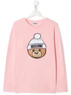 Moschino Kids Teen Logo Teddy Print Top - Pink