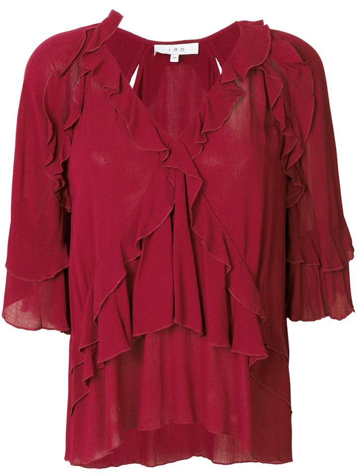 Iro - Abby Ruffle Blouse - Women - Viscose - 40, Red, Viscose