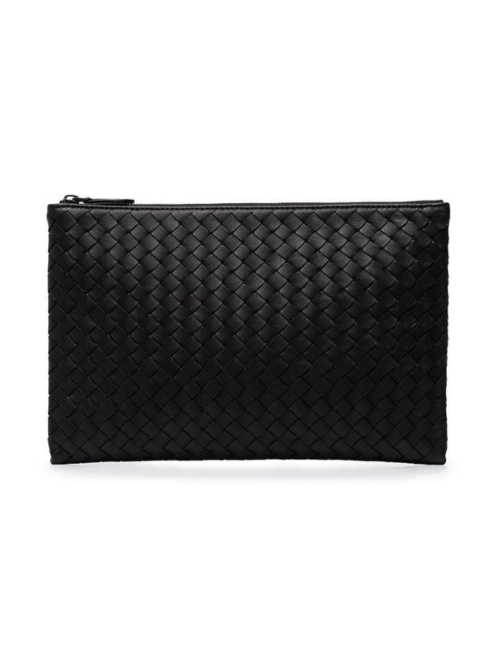 Bottega Veneta Black Intrecciato Zip Pouch