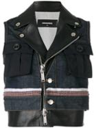 Dsquared2 - Street Ska Sleeveless Jacket - Women - Cotton/calf Leather/polyester/spandex/elastane - 36, Blue, Cotton/calf Leather/polyester/spandex/elastane