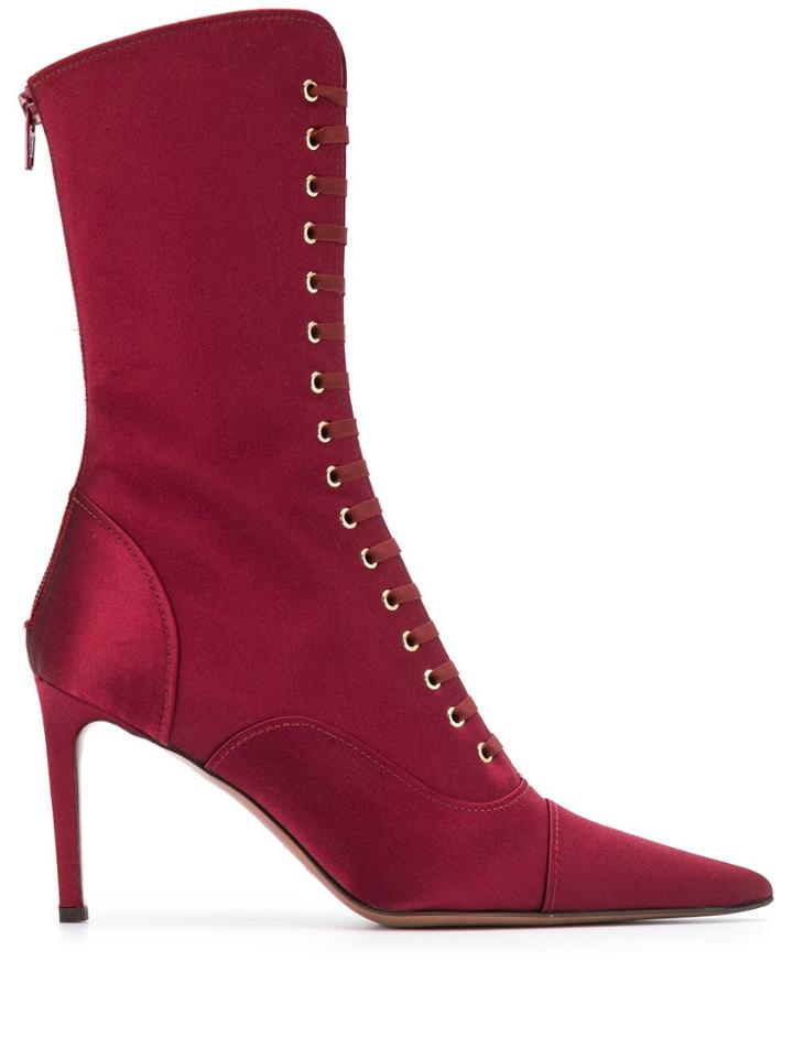 L'autre Chose Stivaletto In Raso Bordeaux Retro-style - Red
