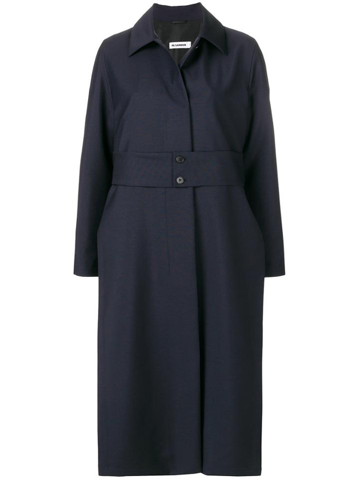 Jil Sander Embellished Oversized Coat - Blue