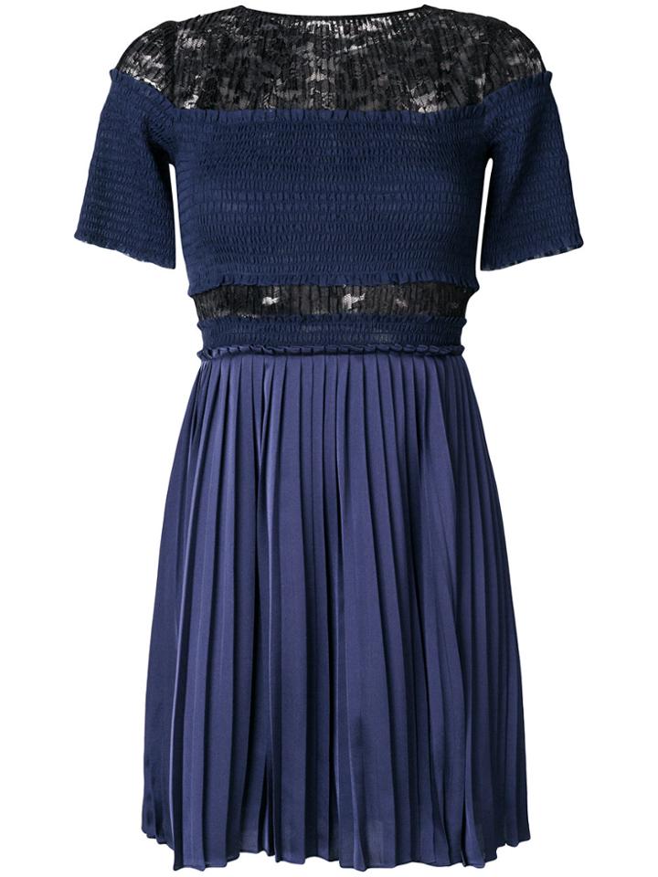 Three Floor Paris Nights Pleated And Ruched Dress - Blue
