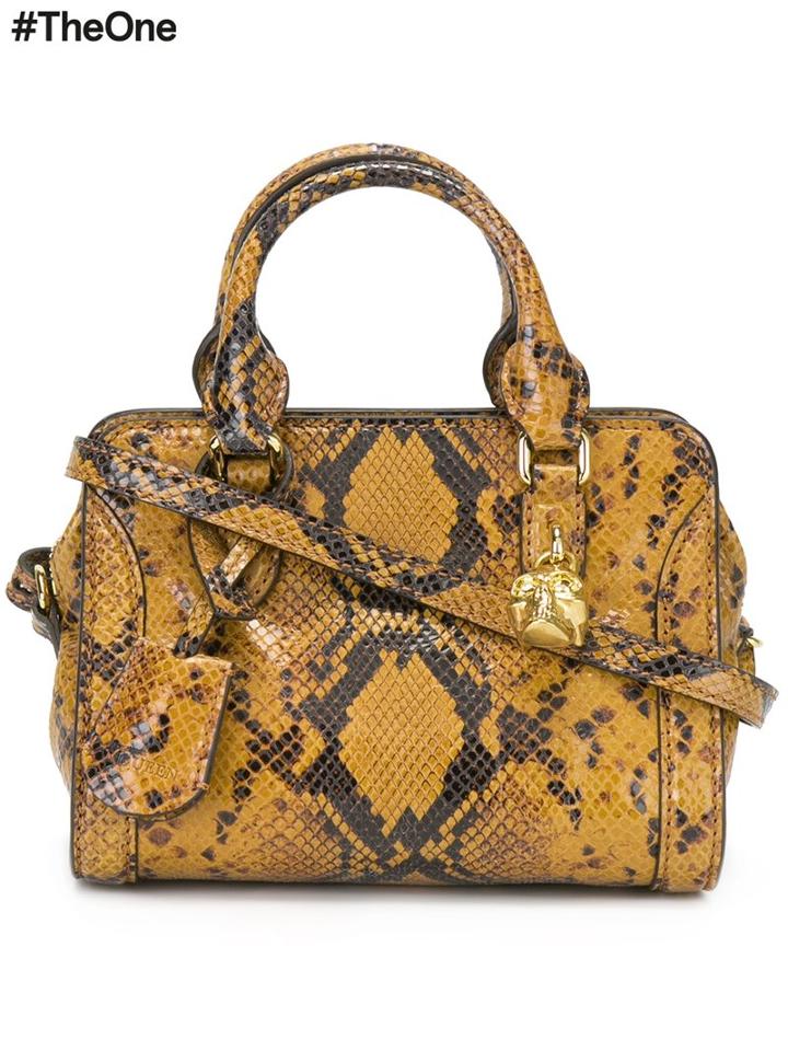 Alexander Mcqueen Mini 'padlock' Crossbody Bag, Women's, Brown, Lamb Skin/cotton