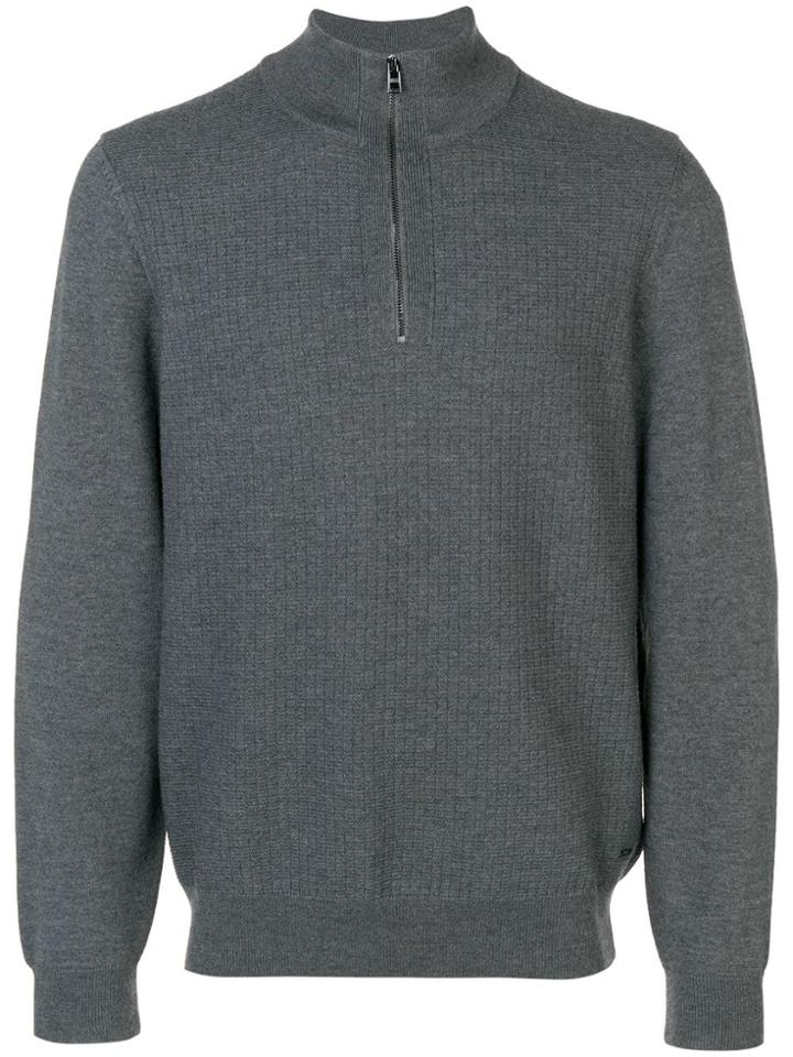 Boss Hugo Boss Front Zip Sweater - Grey