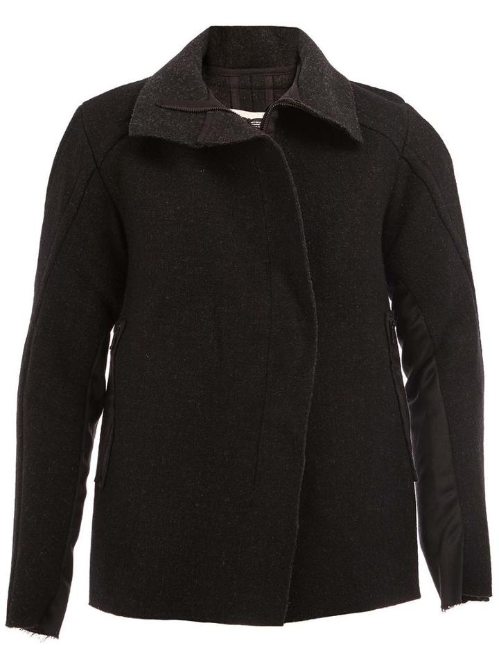 A New Cross Concealed Fastening Jacket, Men's, Size: Small, Black, Linen/flax/wool