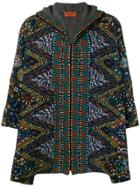 Missoni Vintage 2000's Floral Hooded Poncho - Green