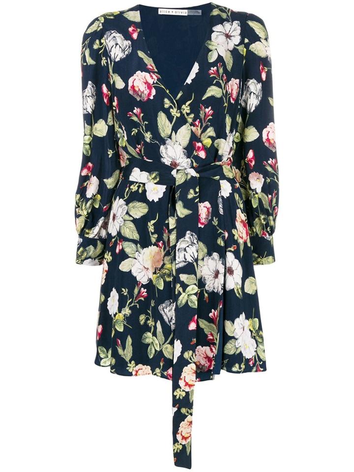 Alice+olivia Floral Print Wrap Dress - Blue
