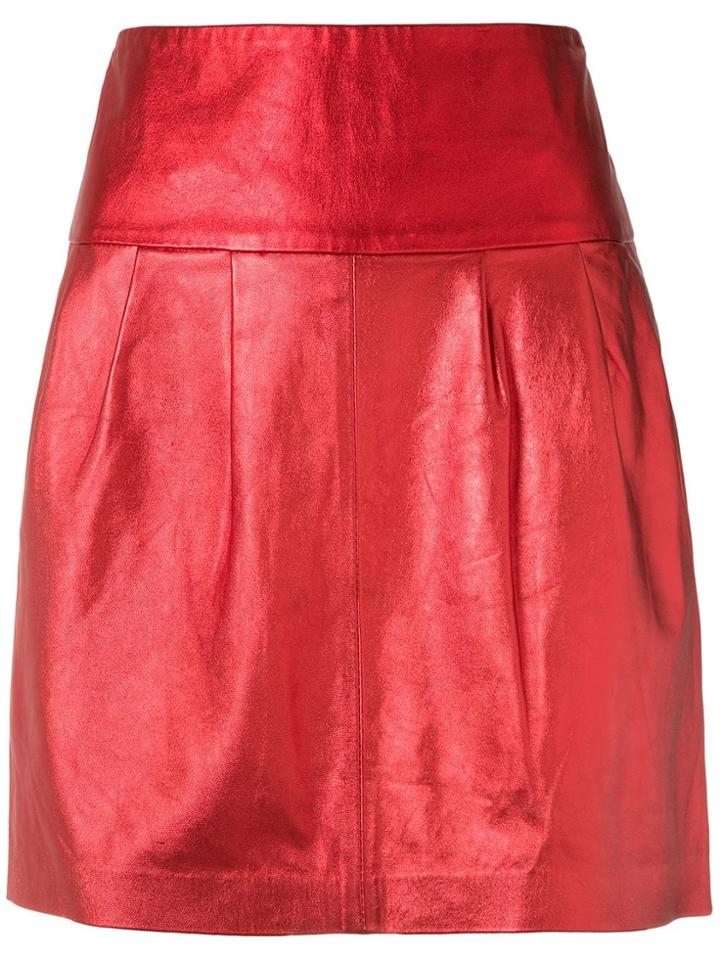 Andrea Bogosian Metallic Leather Skirt - Red