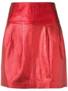 Andrea Bogosian Metallic Leather Skirt - Red