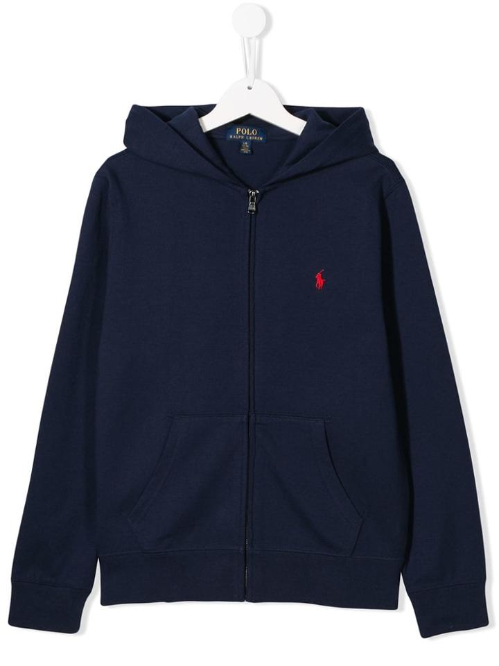 Ralph Lauren Kids Teen Logo Zipped Hoodie - Blue