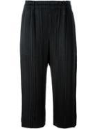 Pleats Please By Issey Miyake - Pleated Cropped Trousers - Women - Polyester - 4, Women's, Black, Polyester