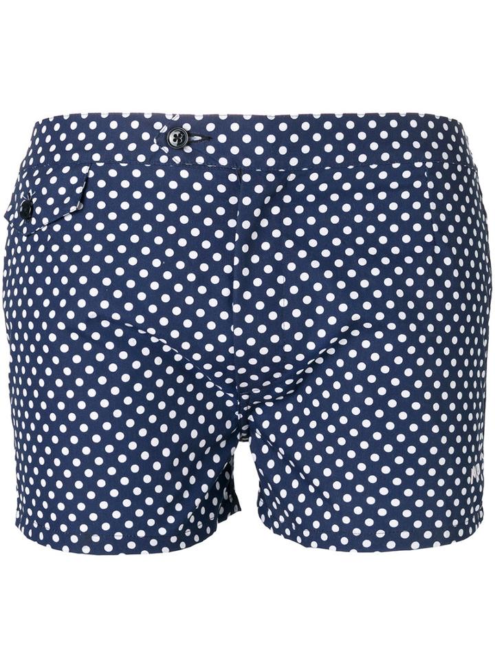 Mp Massimo Piombo Polka Dot Swim Shorts, Men's, Size: Medium, Blue, Cotton/polyester