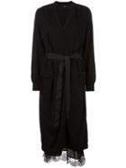 Muveil Lace Hem Cardi-coat, Women's, Size: 38, Black, Cotton/nylon/polyester/wool