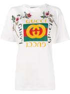 Gucci 'fake Gucci' Embroidered T-shirt, Women's, Size: Xs, White, Cotton