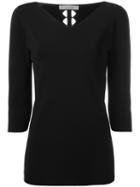 D.exterior V Neck Sweatshirt, Women's, Size: Large, Black, Polyester/viscose