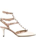 Valentino Rockstud Pumps, Women's, Size: 37.5, White, Leather/metal Other