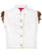 La Condesa - Jimy Cropped Military Vest - Women - Polyester/viscose/wool - 38, White, Polyester/viscose/wool