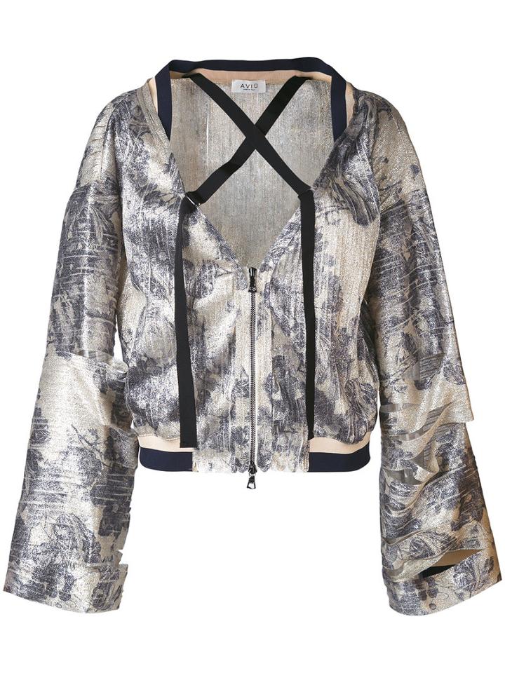 Aviù - Shredded Wide Sleeve Jacket - Women - Cotton/polyamide/polyester/spandex/elastane - 40, Nude/neutrals, Cotton/polyamide/polyester/spandex/elastane