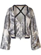 Aviù - Shredded Wide Sleeve Jacket - Women - Cotton/polyamide/polyester/spandex/elastane - 40, Nude/neutrals, Cotton/polyamide/polyester/spandex/elastane
