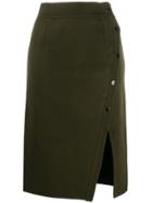 Sandro Paris Front-slit Midi Skirt - Green