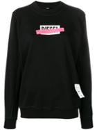 Diesel Logo Sweatshirt With Reflective Appliqué - Black