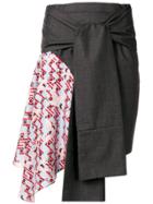Snow Xue Gao Contrast Panel Asymmetric Skirt - Grey