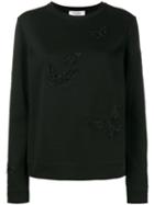 Valentino - Beaded Butterfly Sweatshirt - Women - Cotton/polyamide/polyester - M, Black, Cotton/polyamide/polyester