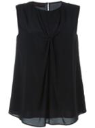 Talbot Runhof Sleeveless Knot Blouse, Women's, Size: 6, Black, Silk/spandex/elastane