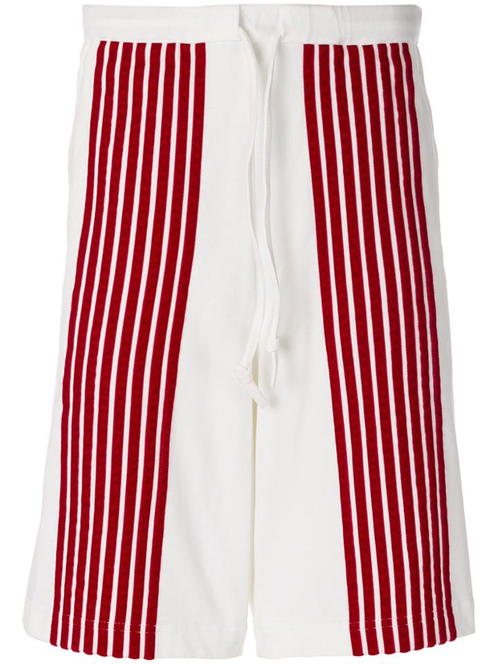 Dima Leu Stripe Panel Bermuda Shorts - White