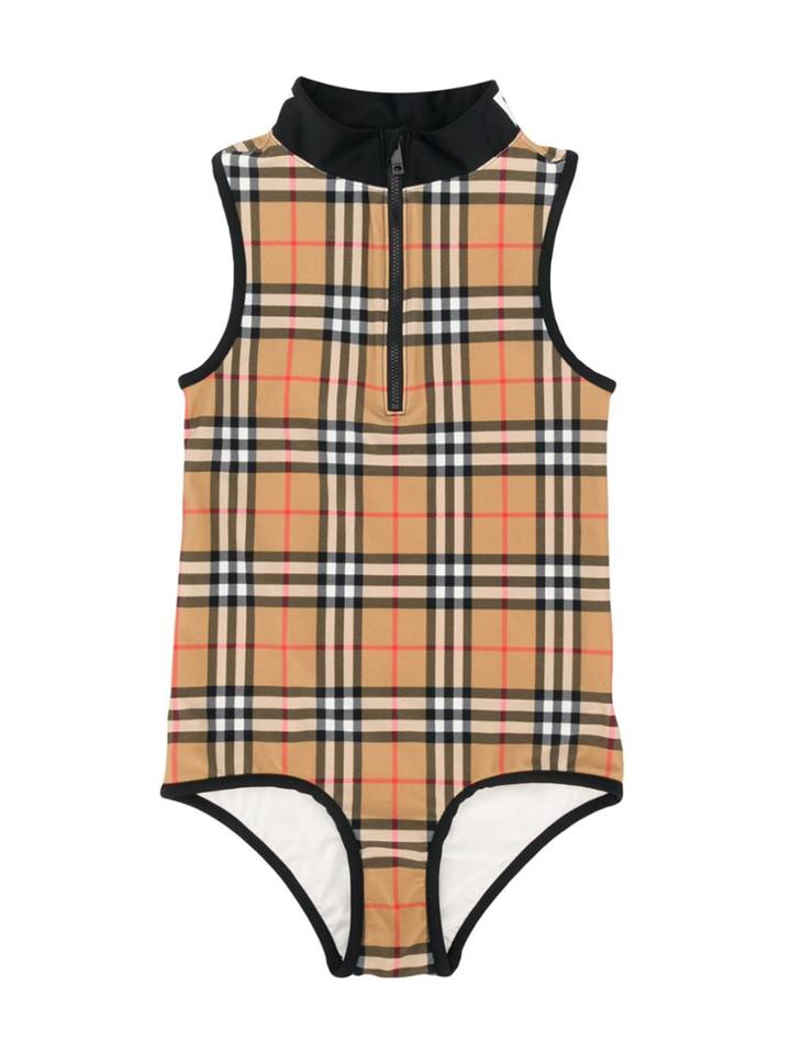 Burberry Kids Signature Checked Print Swimsuit - Neutrals
