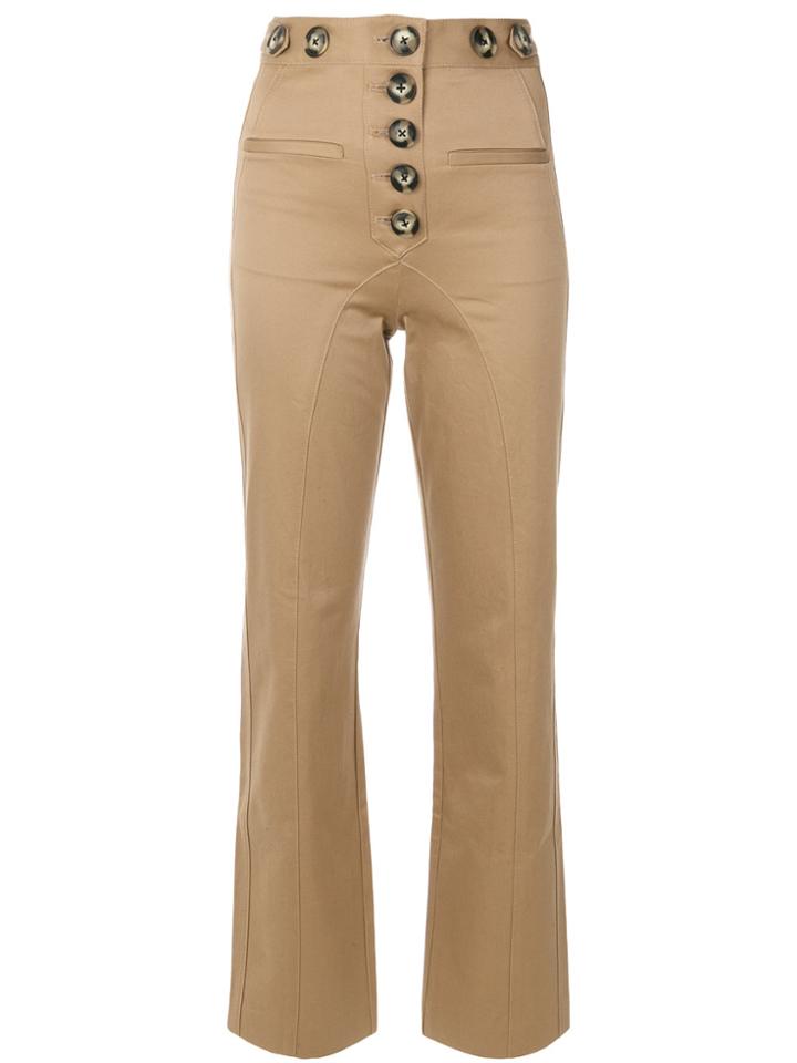 Self-portrait Button Detail Trousers - Nude & Neutrals
