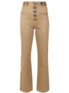 Self-portrait Button Detail Trousers - Nude & Neutrals