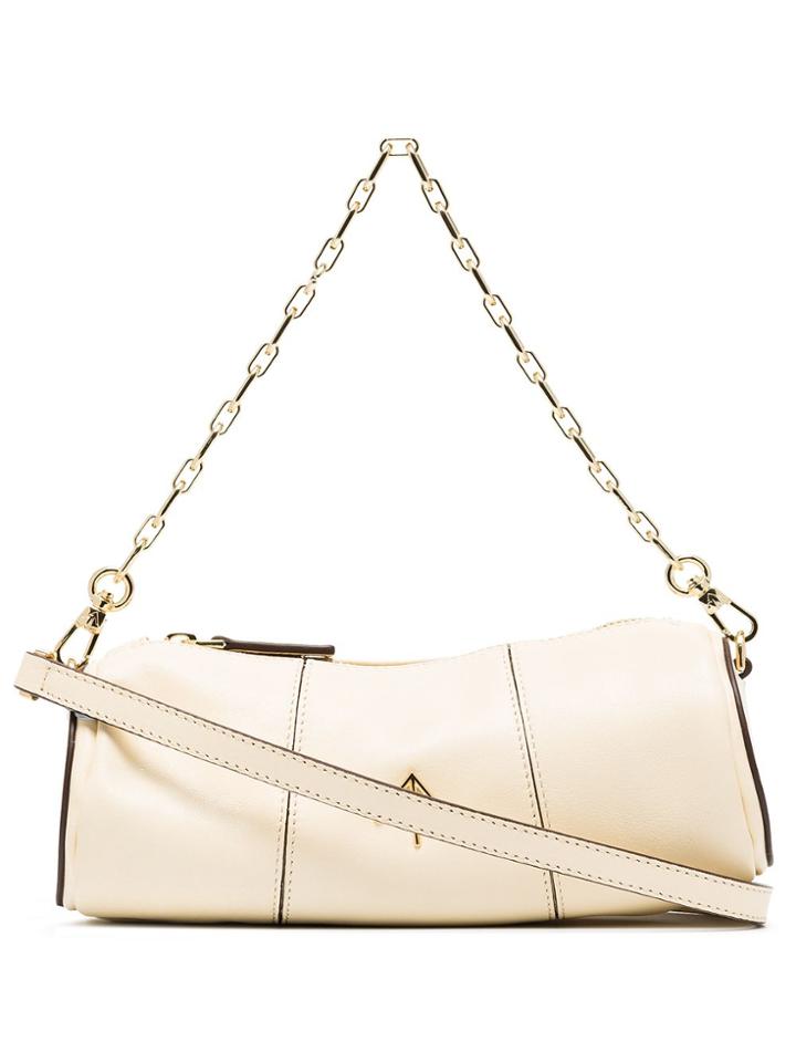 Manu Atelier Mini Cylinder Logo Plaque Shoulder Bag - Neutrals