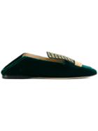 Sergio Rossi Stone Embellished Loafers - Green