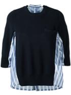Sacai - Stripe Panel Jumper - Women - Silk/cotton/polyester - 2, Women's, Blue, Silk/cotton/polyester