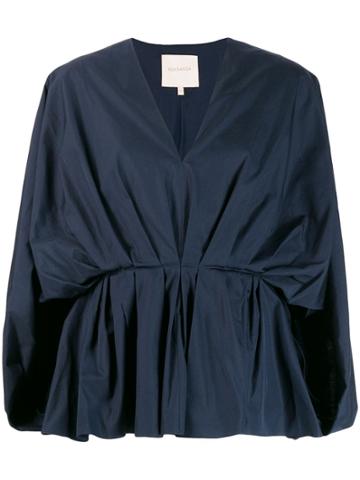 Roksanda Billow Sleeve Plunge Top - Blue