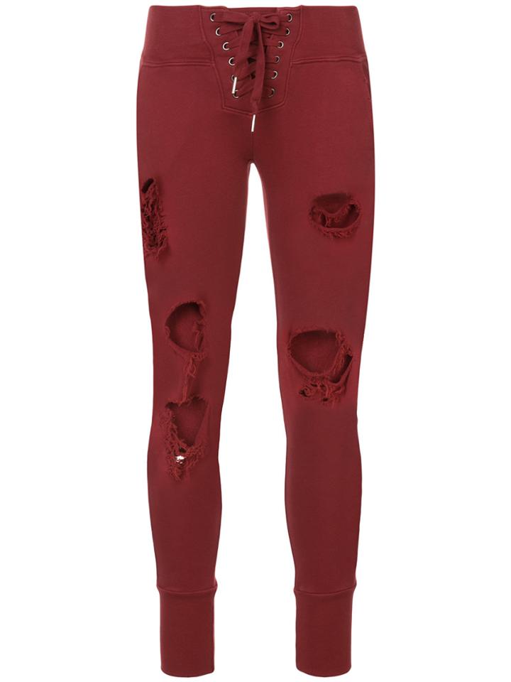 Nsf Distressed Lace Up Trousers - Red
