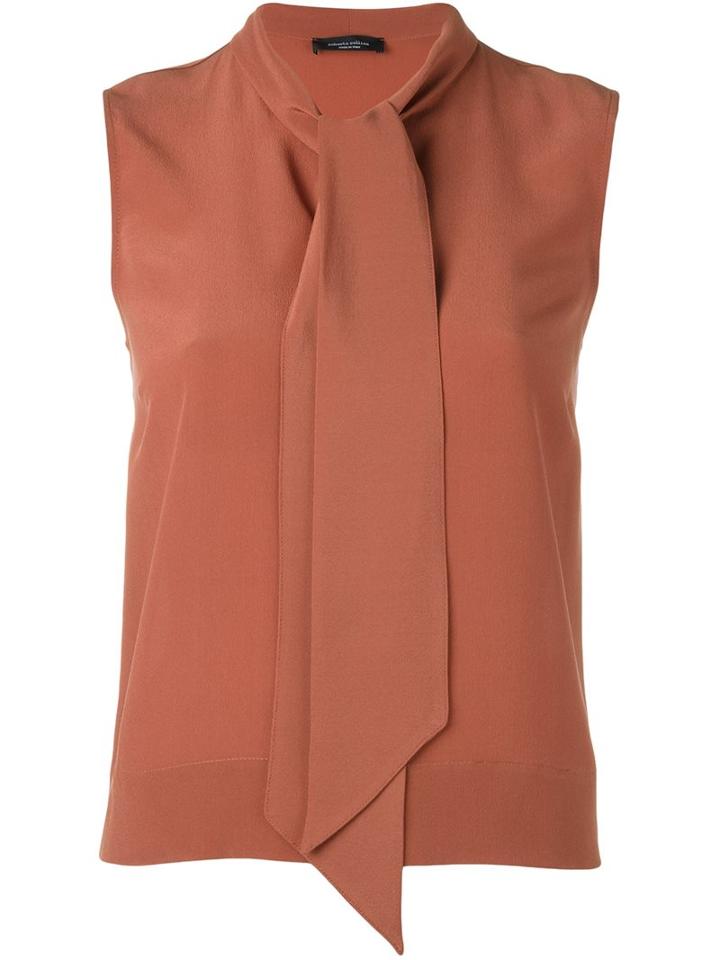 Roberto Collina Scarf Collar Blouse, Women's, Size: Small, Yellow/orange, Silk