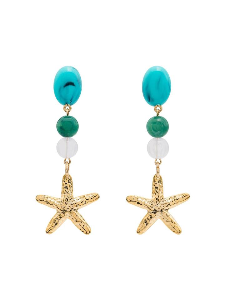 Rixo Starfish Motif Drop Earrings - Metallic