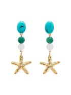 Rixo Starfish Motif Drop Earrings - Metallic