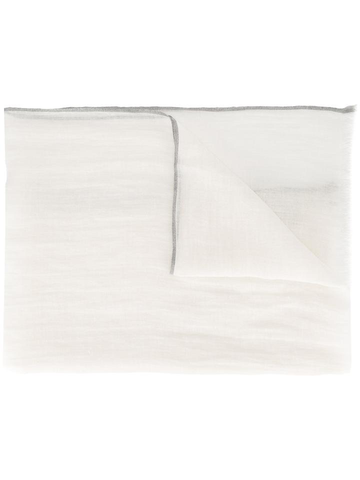 Eleventy Woven Scarf, Men's, White, Linen/flax/silk/cashmere