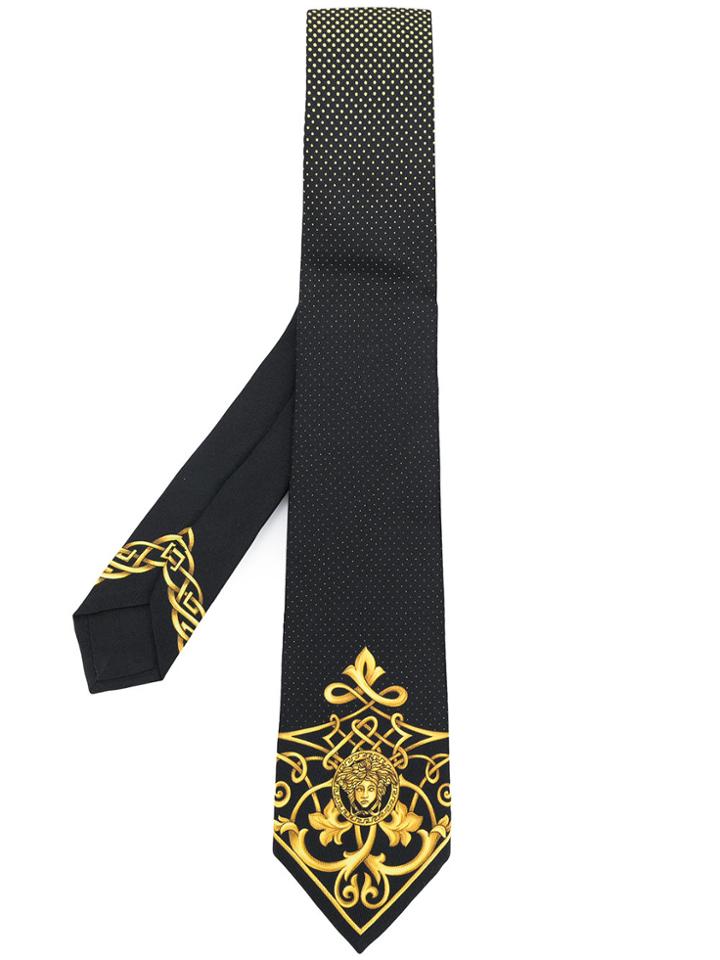 Versace Medusa Print Tie - Yellow & Orange