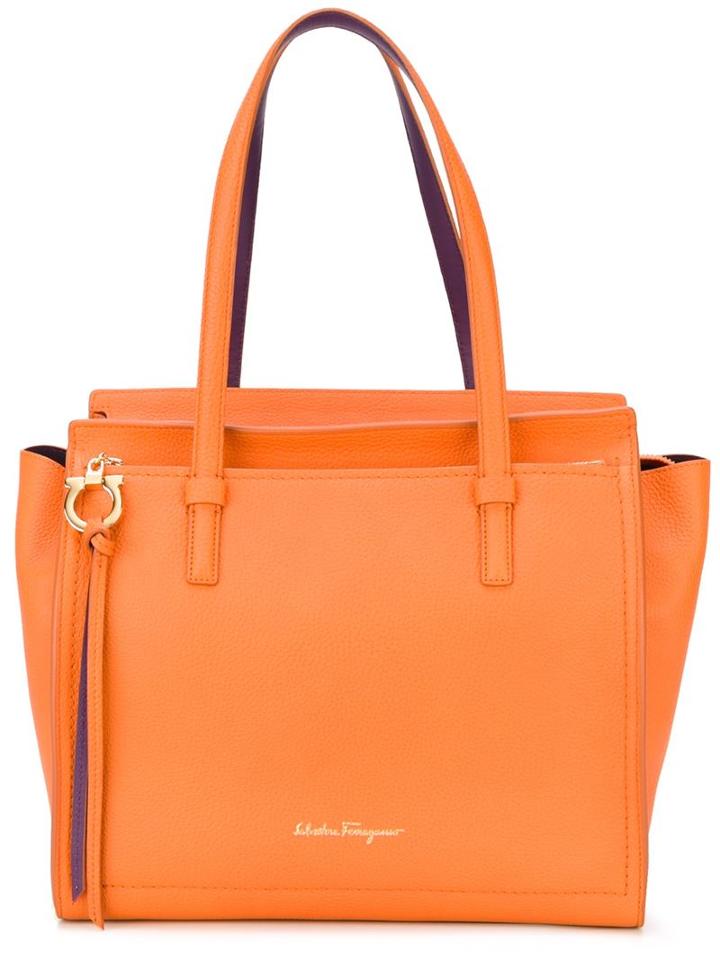 Salvatore Ferragamo Amy Tote, Women's, Yellow/orange, Leather